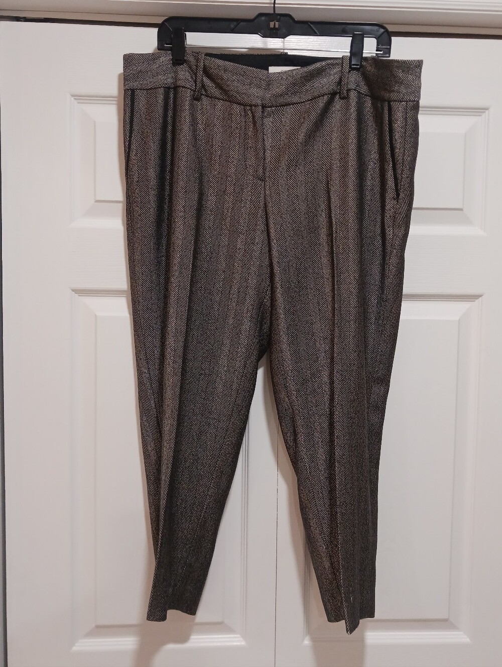 LOFT Gray Pleated Tapered Dress Trousers
